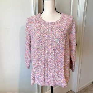 Kids’ LANDS’ END Colorful Knit Crew Neck Sweater—SZ. L (14-16)